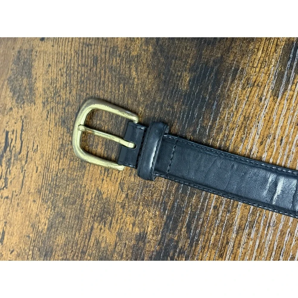 Hickory Creek Oil Tanned Leather Belt Black Size 34 Gold Tone Buckle
